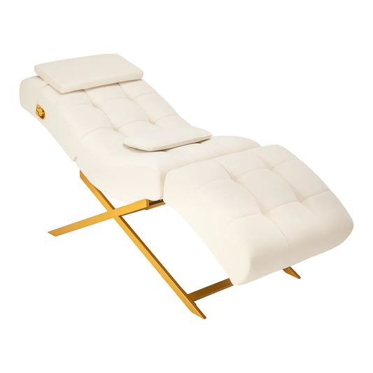 Sillon Umbra Wimpernbehandlungsstuhl weiß mit goldenem Untergestell
