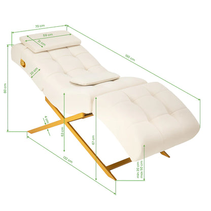 Sillon Umbra Wimpernbehandlungsstuhl weiß mit goldenem Untergestell