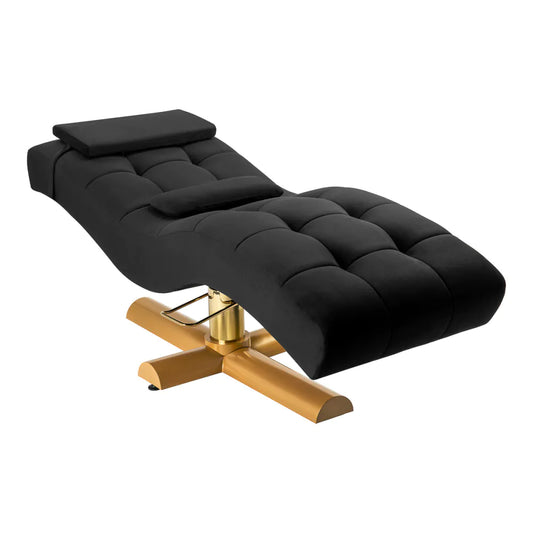 Sillon Corona Wimpernbehandlungsstuhl, schwarz mit goldenem Fuß