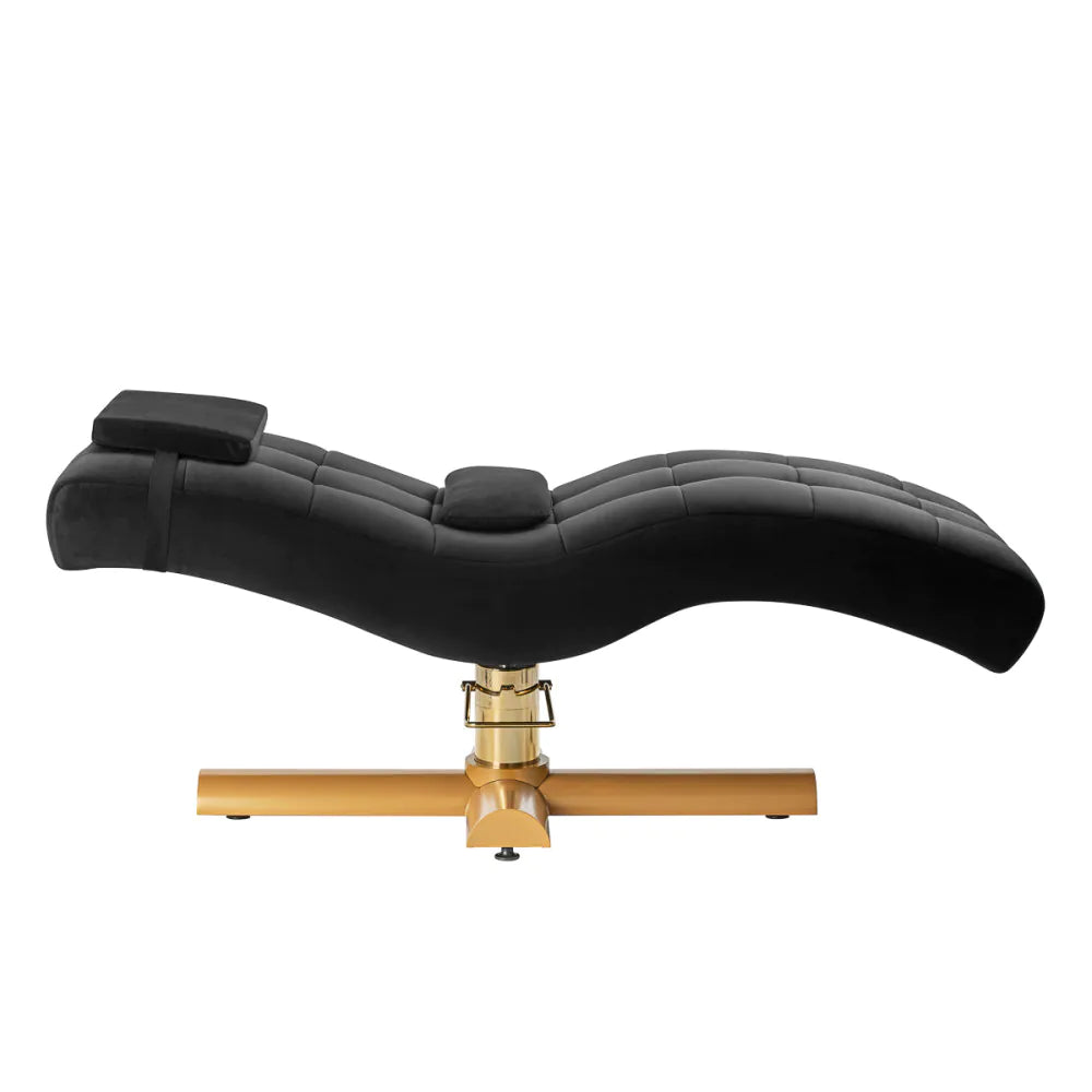 Sillon Corona Wimpernbehandlungsstuhl, schwarz mit goldenem Fuß