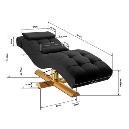 Sillon Corona Wimpernbehandlungsstuhl, schwarz mit goldenem Fuß