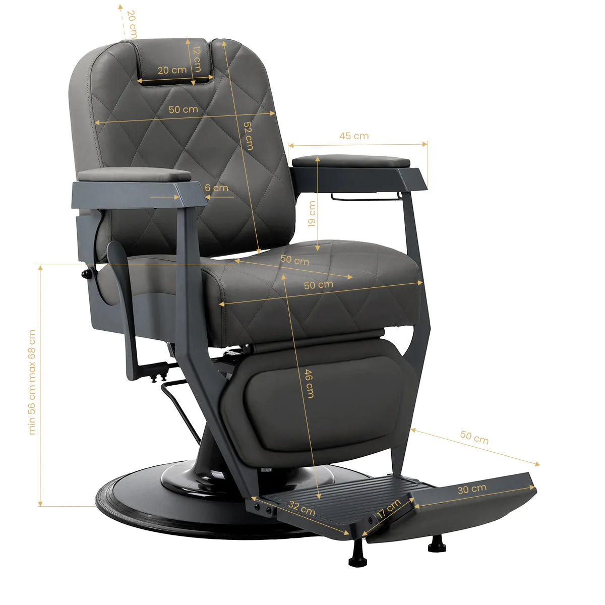 Gabbiano barber chair Bruno graphite with a grey base