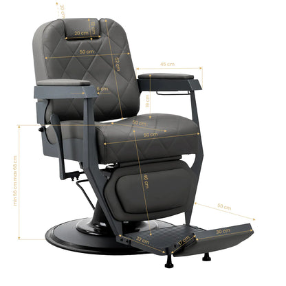 Gabbiano barber chair Bruno graphite with a grey base
