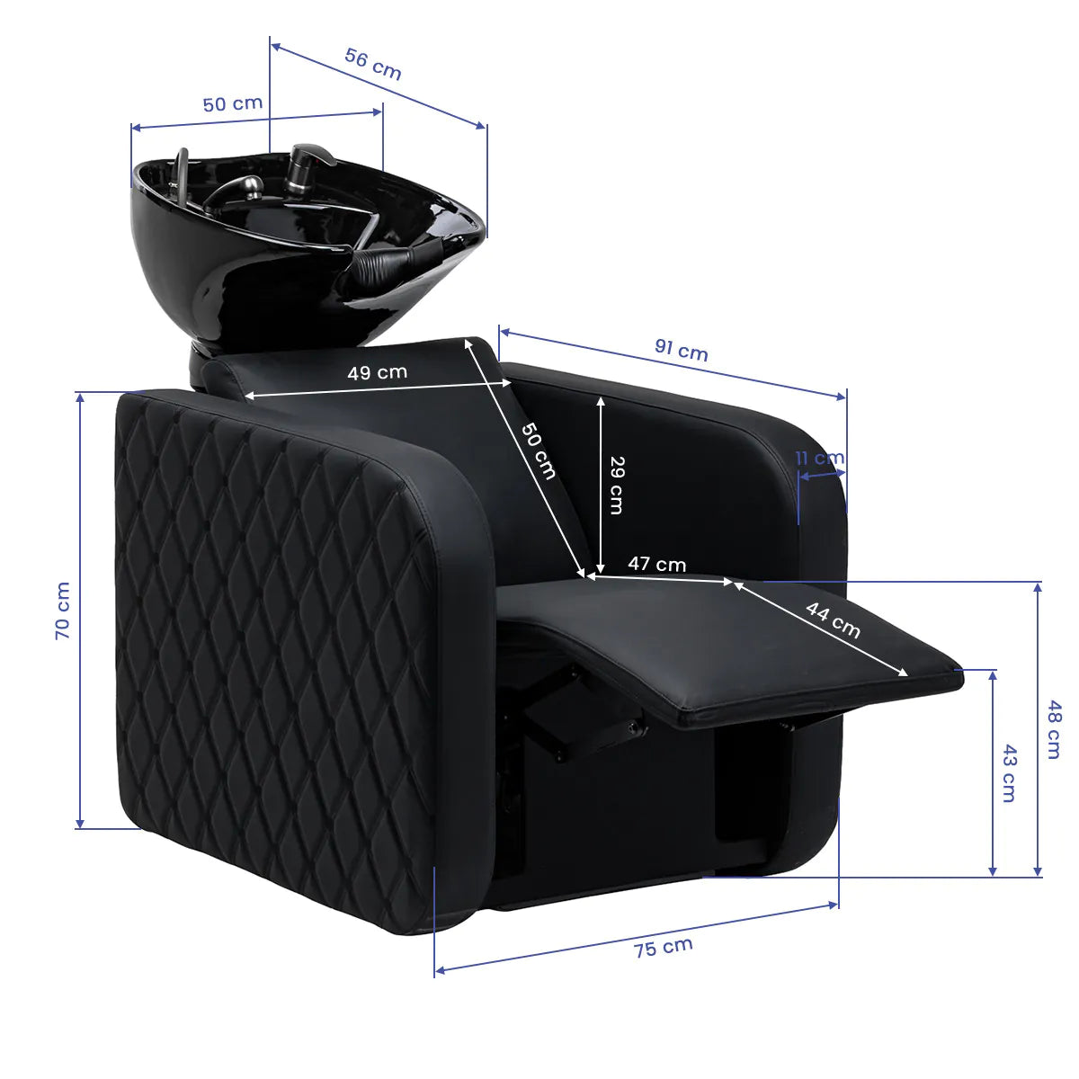 Elektrický kadeřnický mycí box s masážní funkcí Gabbiano Sylvia Plus černý