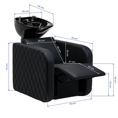 Elektrický kadeřnický mycí box s masážní funkcí Gabbiano Sylvia Plus černý