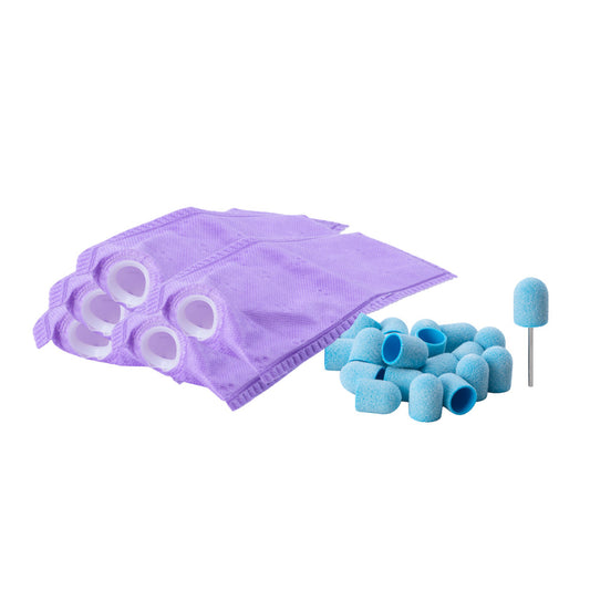 EXO pedicure set with filters holder and abrasive caps