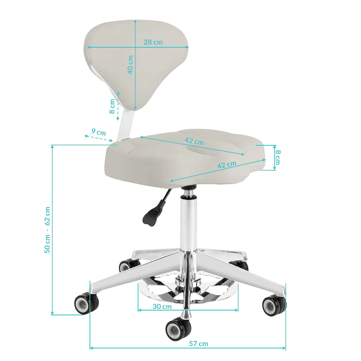 Cosmetic stool Azzurro 156-F bump-up grey