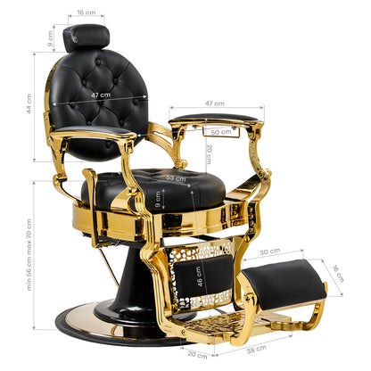 Barber chair Gabbiano Niccolo black with gold base