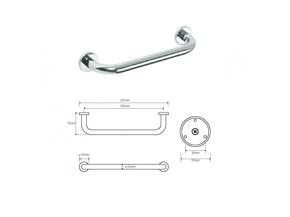 Pevná rovná rukojeť MODERN, 300 mm