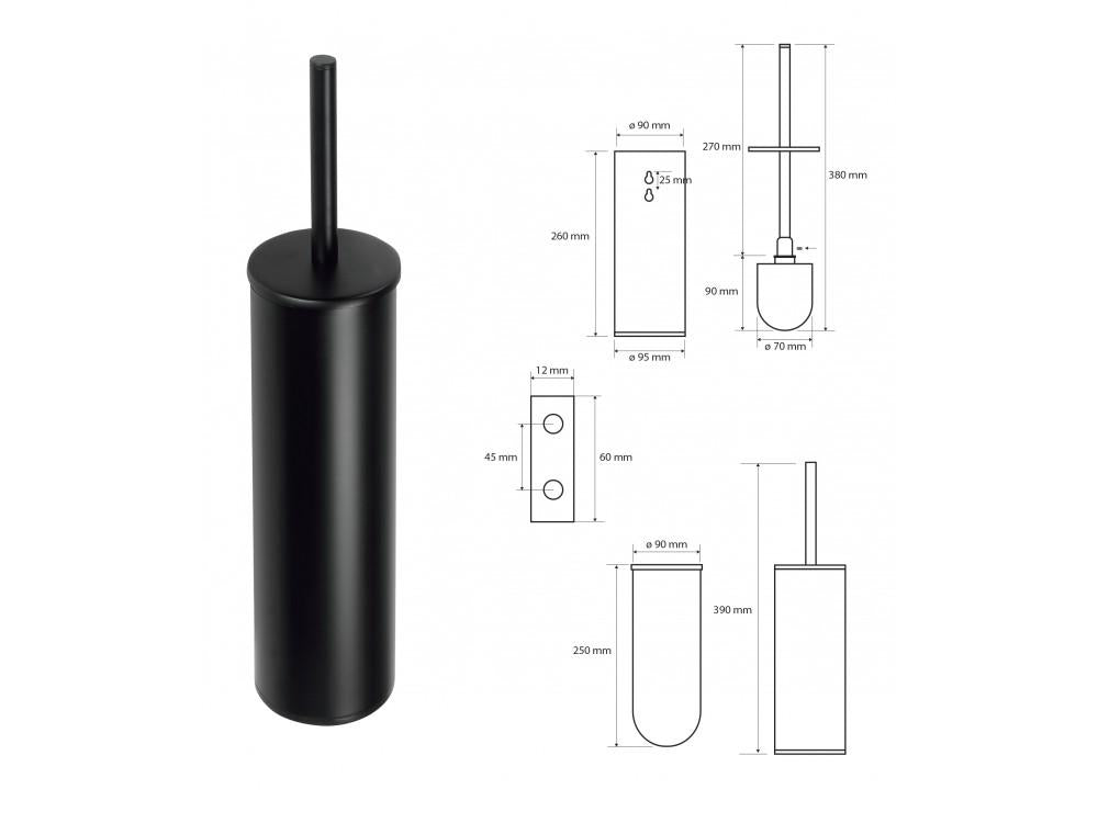 Sada kartáčů na WC NERO, černý kartáč