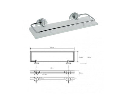 Glass shelf with hinged bar MODERN, 300 mm