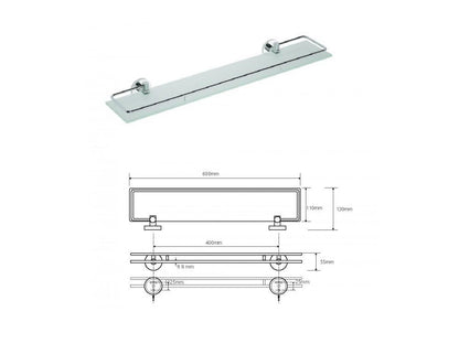 Glass shelf with hinged bar MODERN, 600 mm