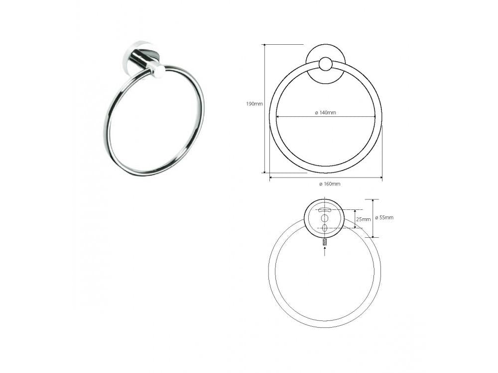 Držák ručníku kruh 140 mm, MODERNÍ