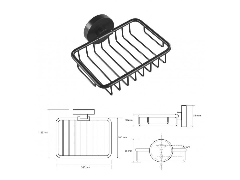 Obdélníková drátěná miska na mýdlo NERO