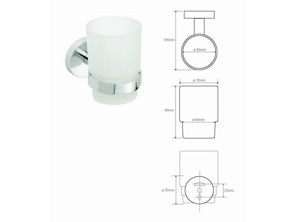 Holder for brushes and pastes with 1 glass MODERN