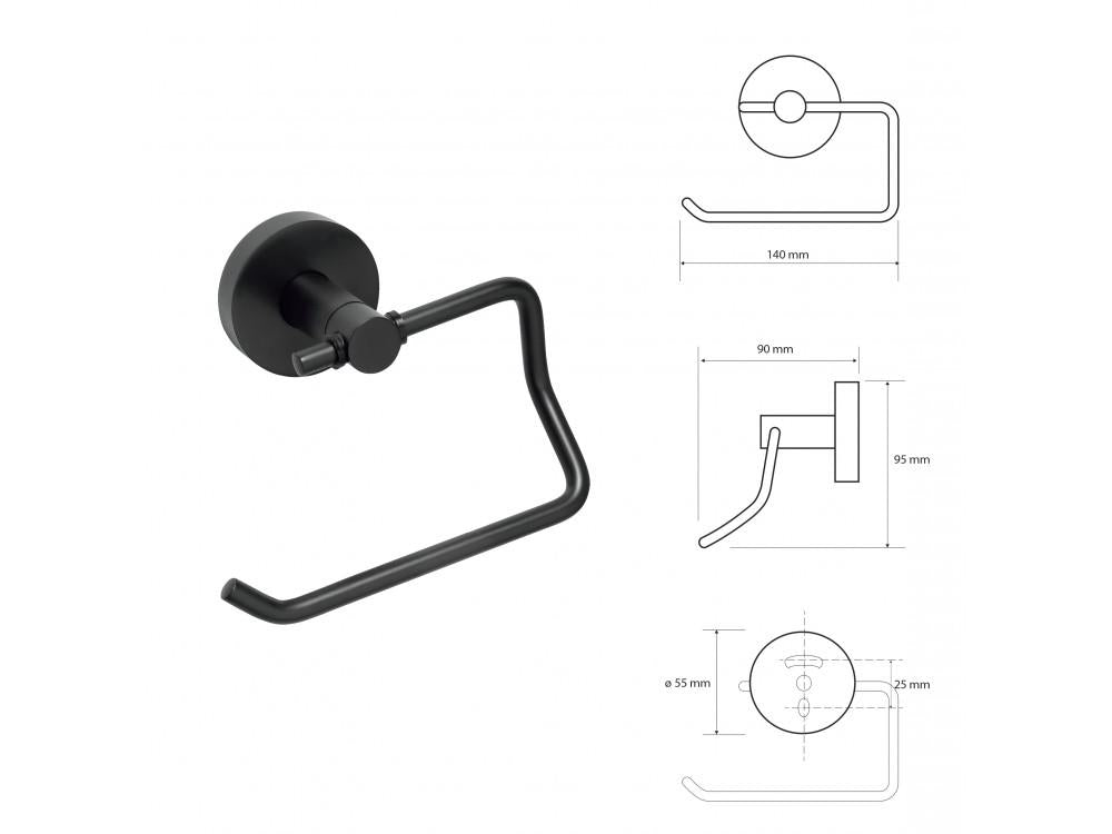 Držák toaletního papíru bez krytu Economy, NERO