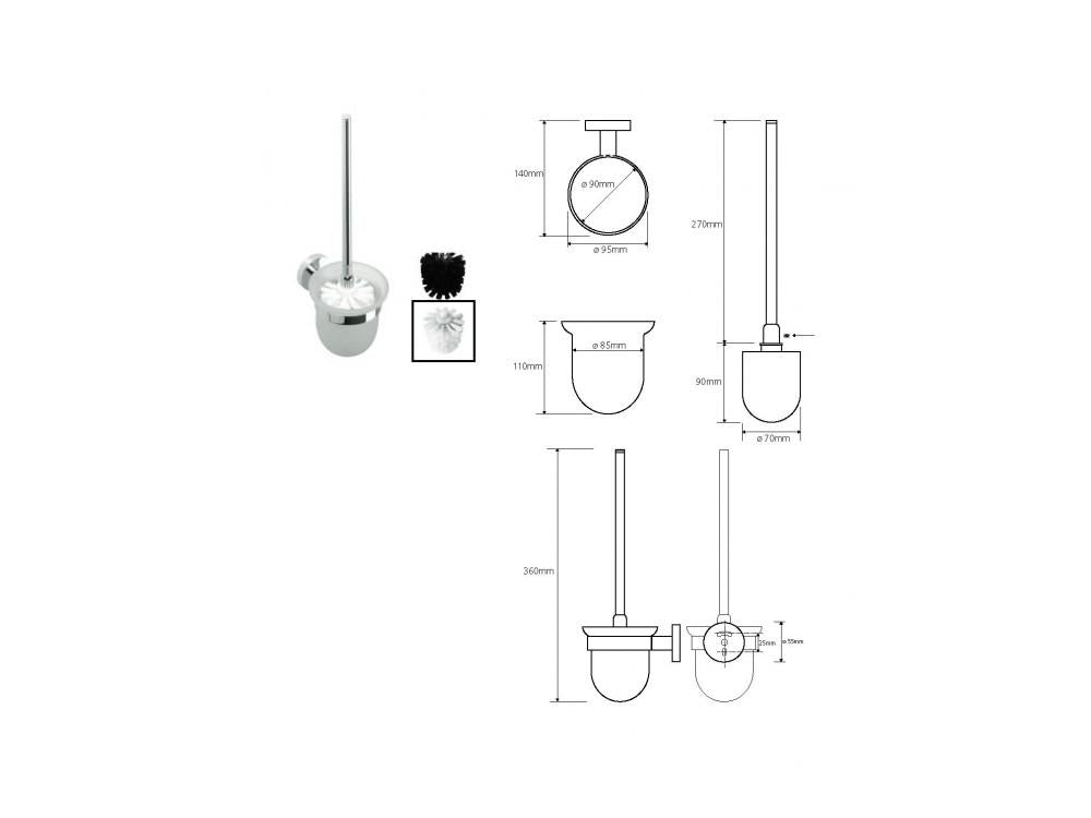 WC kartáč na zavěšení MODERN, skleněný, černý kartáč