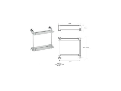 MODERNÍ dvojitá skleněná police, 400 mm
