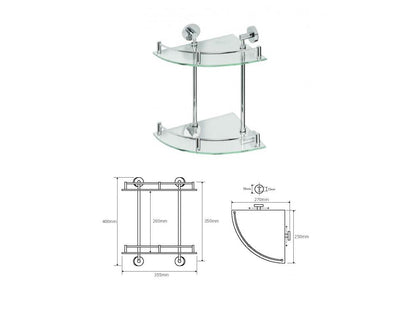 Double corner glass shelf with MODERN bar