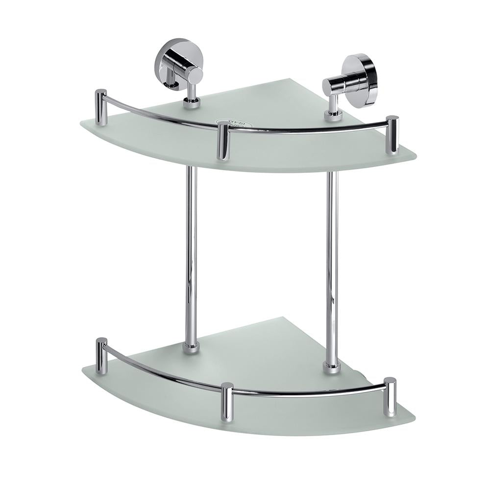 Double corner glass shelf with MODERN bar
