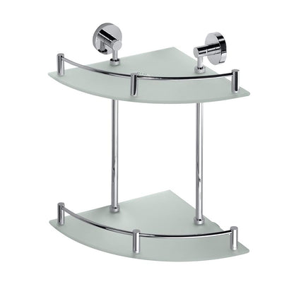 Double corner glass shelf with MODERN bar