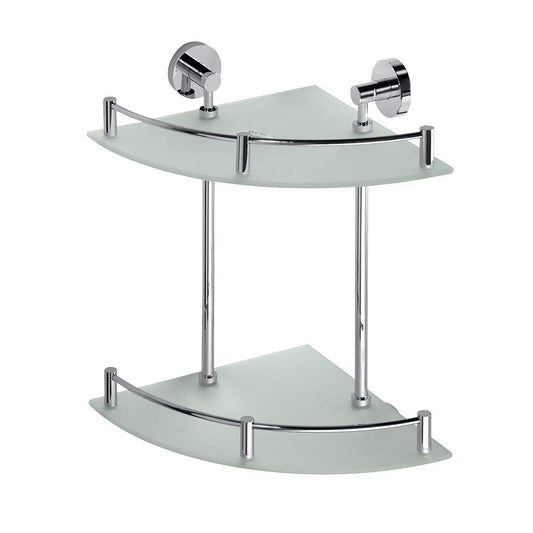 Double corner glass shelf with MODERN bar