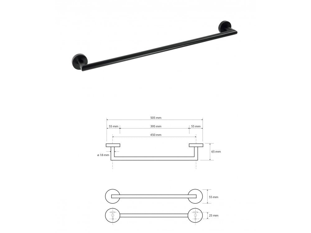 NERO věšák na ručníky, 450 mm