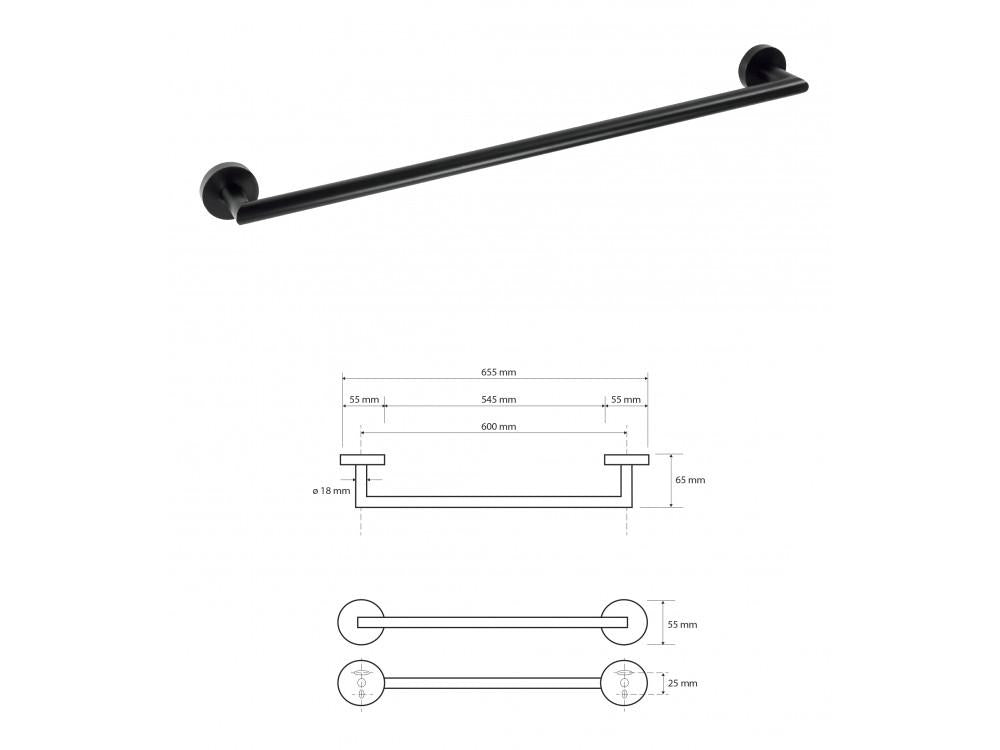 NERO věšák na ručníky, 655 mm