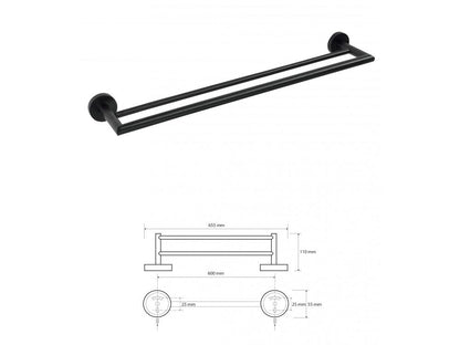 NERO dvojitý věšák na ručníky, 655 mm