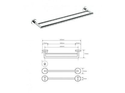 Držák ručníku dvojitý MODERN B, 655 mm