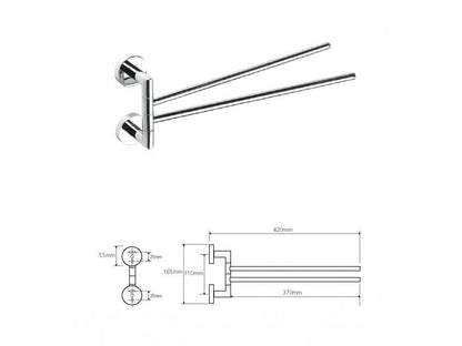 Držák ručníku dvojitý otočný MODERN, 450 mm