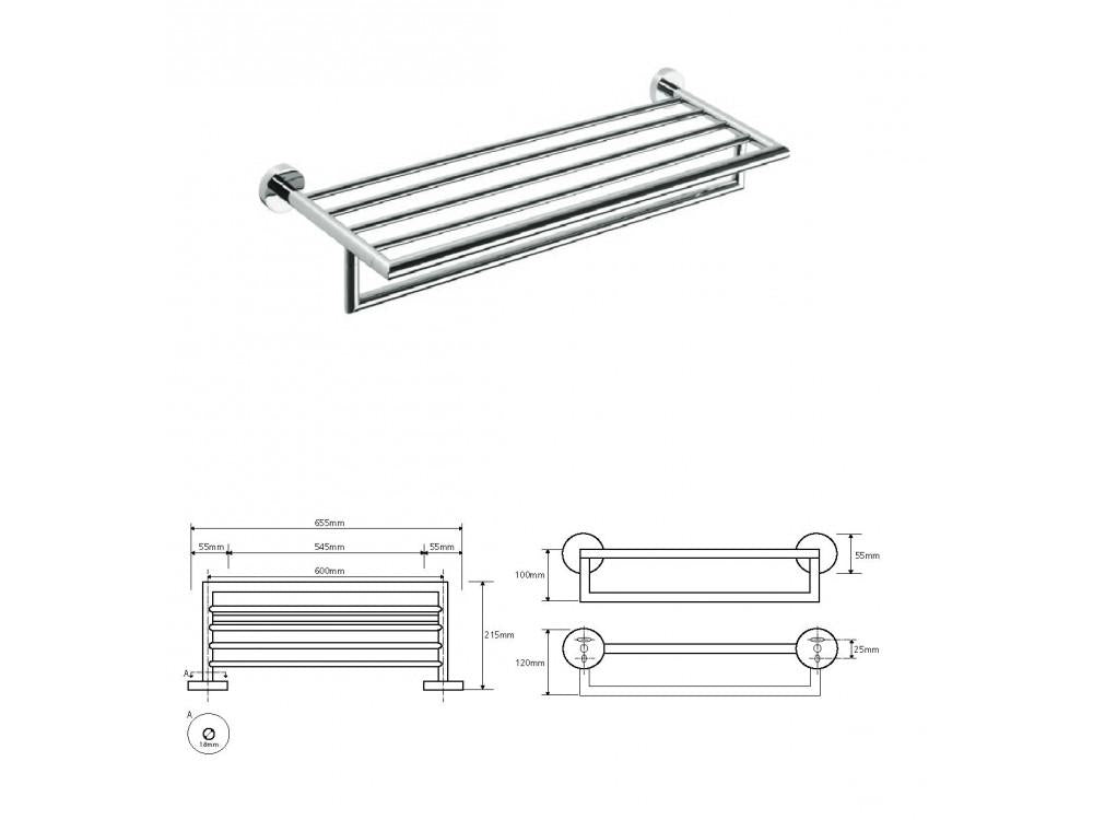 Věšák na ručníky se závěsem MODERN B, 655 mm