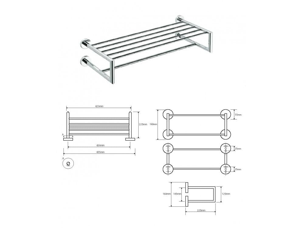 Double MODERN B towel rail, 655 mm
