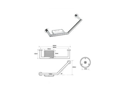 Zahnutá ostrá rukojeť s MODERNÍ miskou na mýdlo, 400 mm