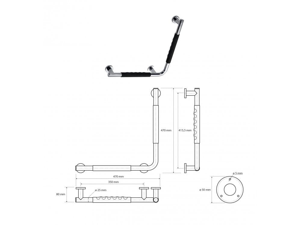 Handle with rubber 90° MODERN, right