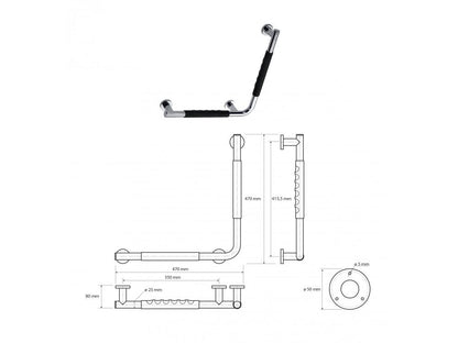 Handle with rubber 90° MODERN, right