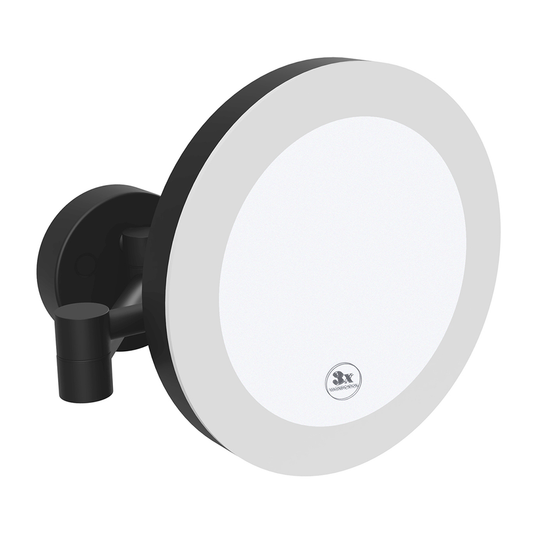 Kosmetické zrcátko s LED osvětlením, kulaté, černé, ø 200 mm