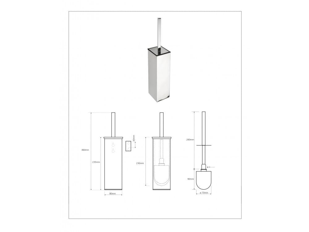 Toaletní kartáč na zavěšení/stání SQUARE
