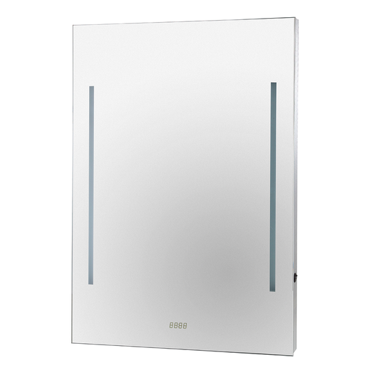 Zrcadlo s LED osvětlením a hodinami, 600x800 mm
