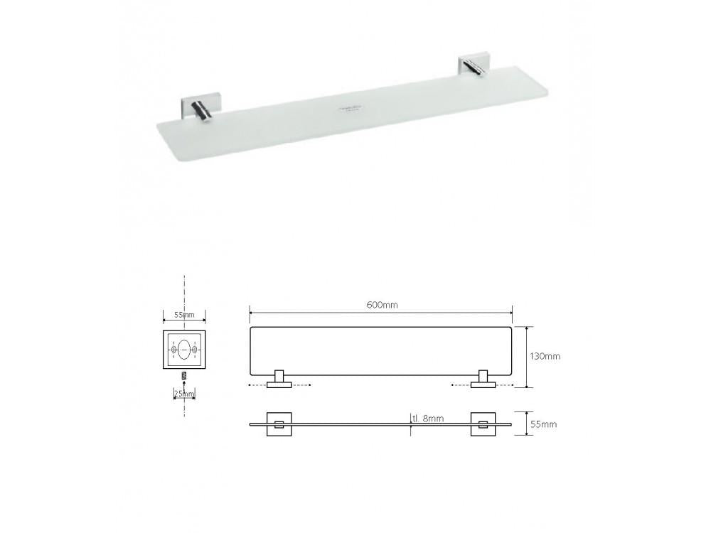 DESIGN glass shelf, 600 mm