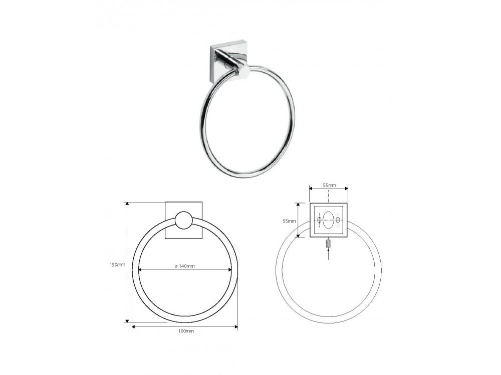 Kruhový držák na ručník DESIGN, 168 mm