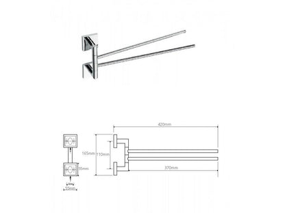 Držák ručníku dvojitý otočný DESIGN, 450 mm