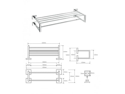 Double towel rail with DESIGN bar, 655 mm
