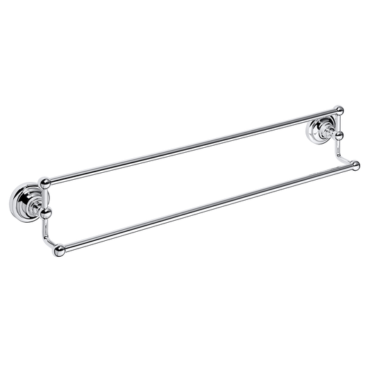 Double VINTAGE CHROME towel rail, 665 mm