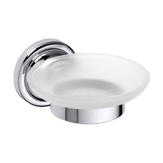 Glass soap dish VINTAGE CHROME