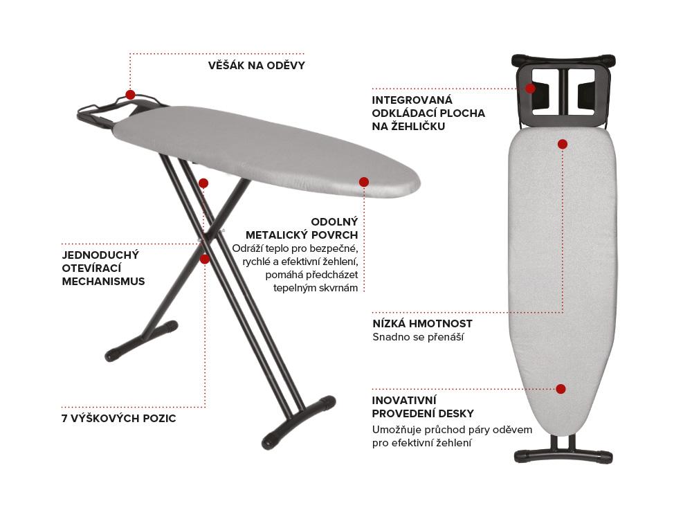 Klasické žehlicí prkno, světle šedé