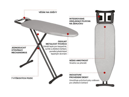Klasické žehlicí prkno, světle šedé