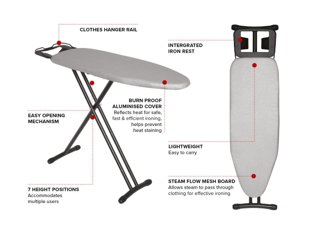 Klasické žehlicí prkno, světle šedé