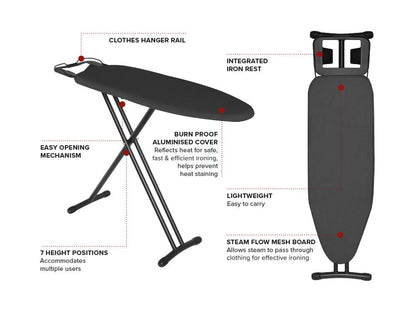 Klasické žehlicí prkno, tmavě šedé