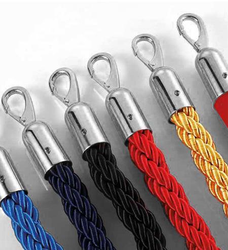 Barrier rope red, 150 cm, silver carabiners